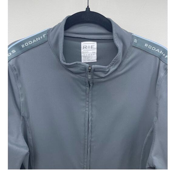Rodan + Fields Logo Sleeve Gray Light Blue Lightweight Zip Front Active Jacket - Picture 4 of 5